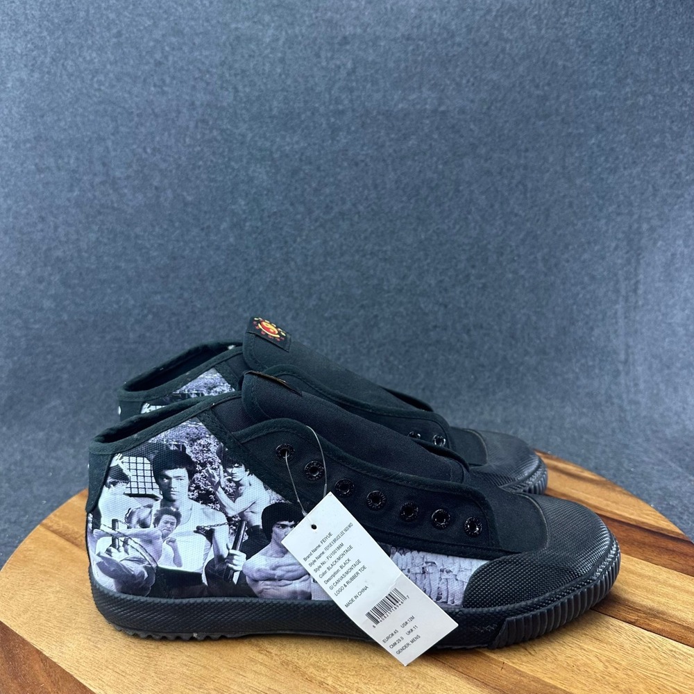 Feiyue x Bruce Lee High Top Martial Arts Sneakers Black White Mens 12 1920 Mid